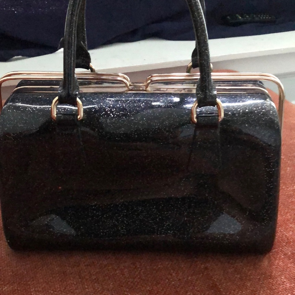 Elegant Black Glitter Handbag